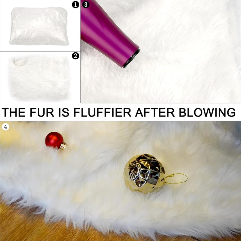 Nackiy 36Inch White Christmas Tree Skirt- Faux Fur Plush Skirt Christmas Tree Decoration Holiday Party Indoor Outdoor Christmas Decorations for Merry Christmas - Image 4